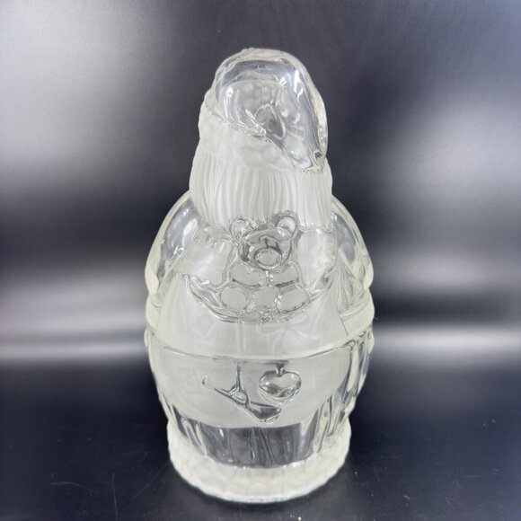 Gorham Holiday Traditions Crystal Glass Clear Santa Treat Jar Frosted Germany - Picture 10 of 13
